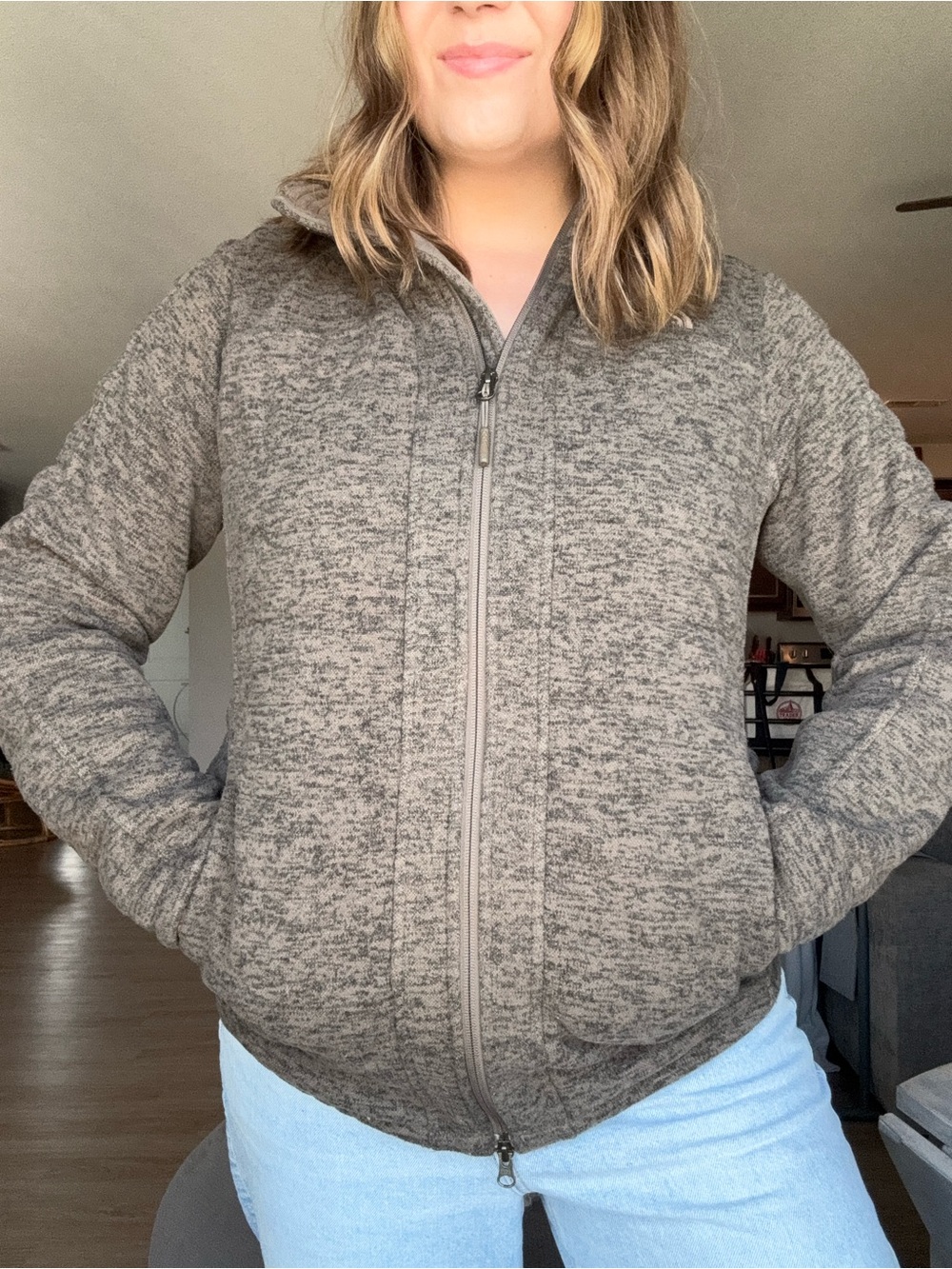 The North Face Women’s Hooded PrimaLoft Insulated Grey Green Parka Jacket Size L